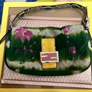 Authentic Fendi Baguette with python trim and bead details - rare!